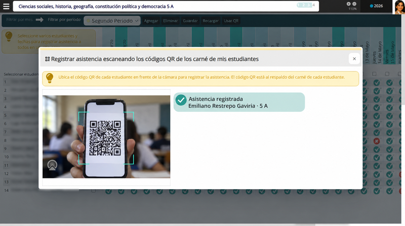La asistencia, con código QR